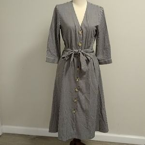 Mango plaid checkered black white retro dress